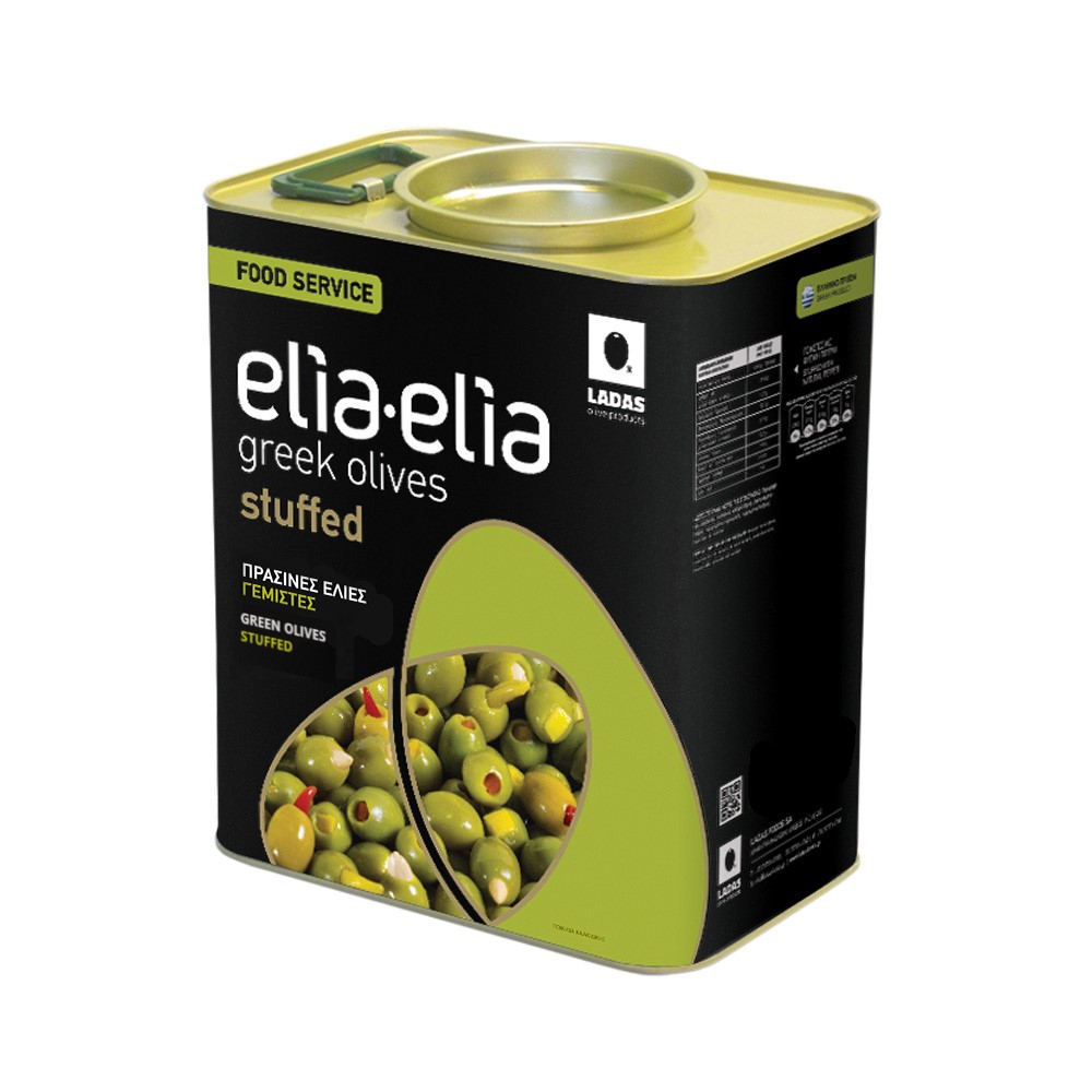 Πράσινες Ελιές | Γεμιστές με χαλεπένιο | Δοχείο 5kg | elia-elia