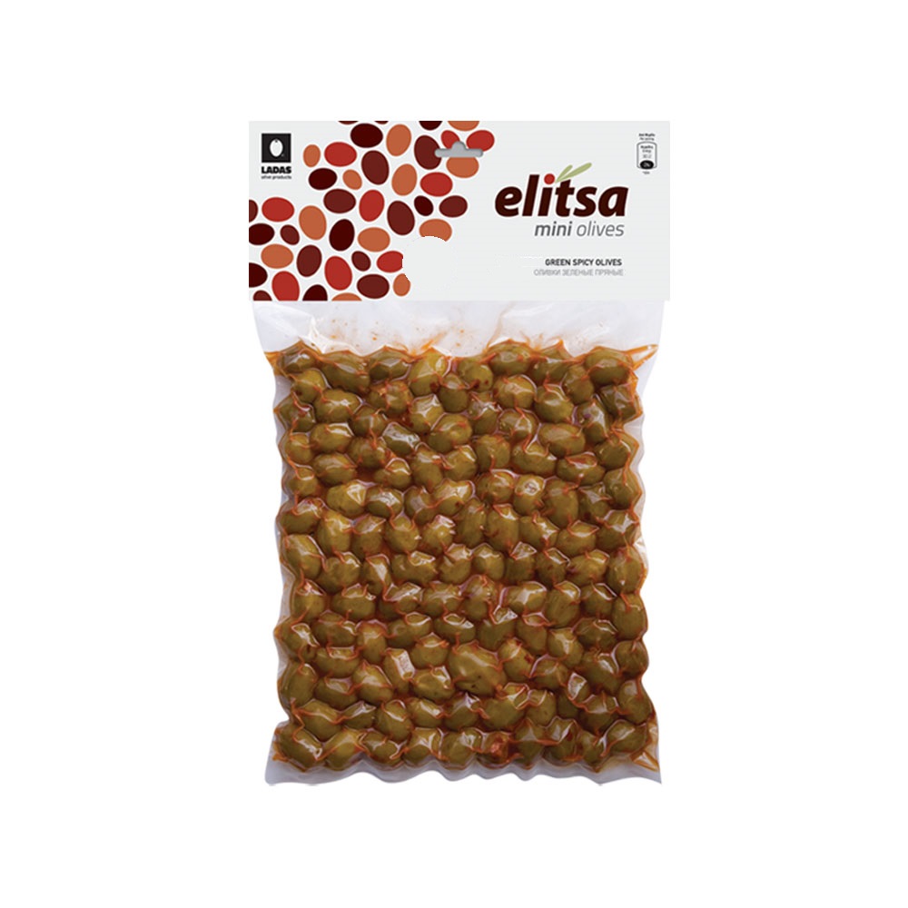 Πράσινες Ελιές | Μαριναρισμένες με κόκκινο πιπέρι | Vacuum 0.200kg | elitsa