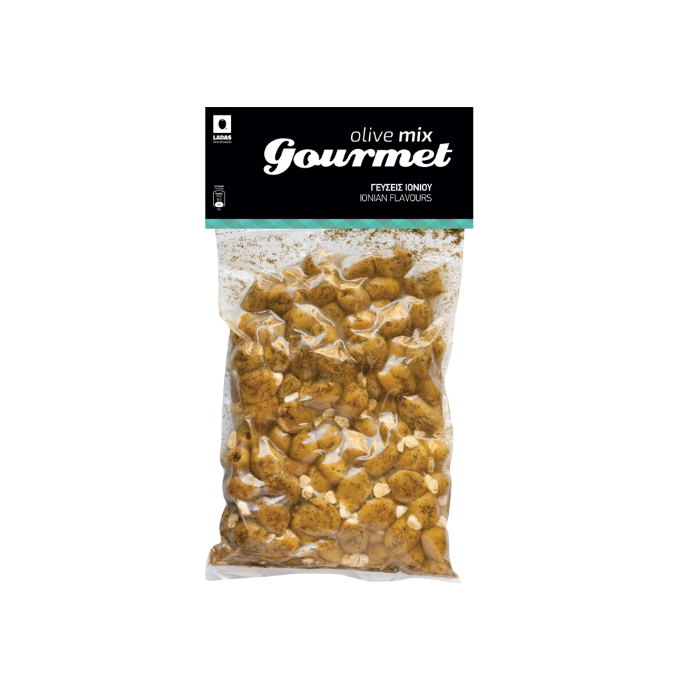 Πράσινες Ελιές | Μαριναρισμένες - Γεύσεις Ιονίου | Vacuum 1kg | Olive Mix Gourmet