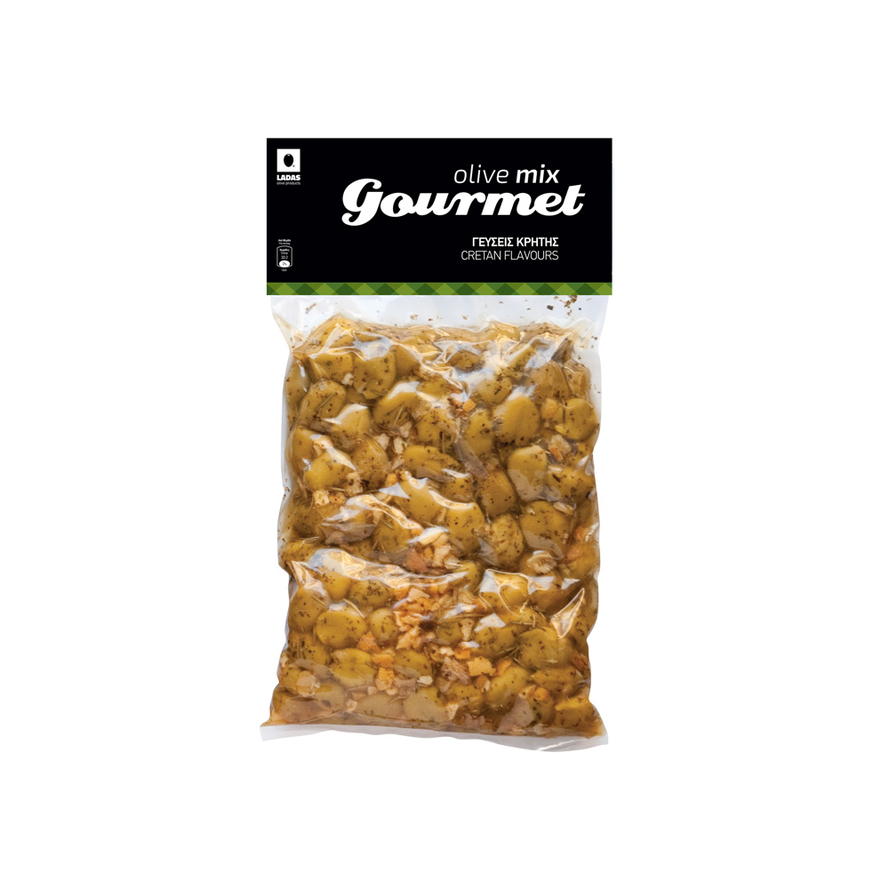 Πράσινες Ελιές | Μαριναρισμένες - Γεύσεις Κρήτης | Vacuum 1kg | Olive Mix Gourmet