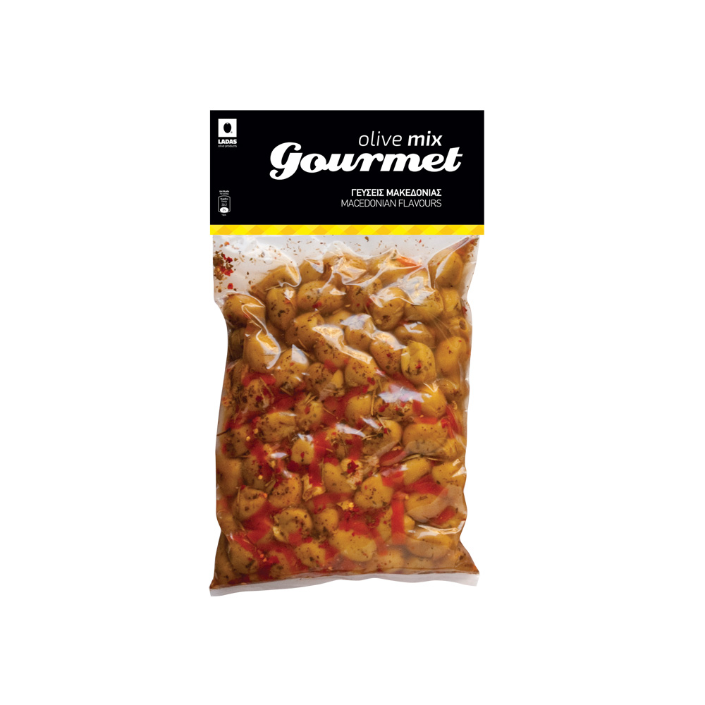 Πράσινες Ελιές | Μαριναρισμένες - Γεύσεις Μακεδονίας | Vacuum 1kg | Olive Mix Gourmet