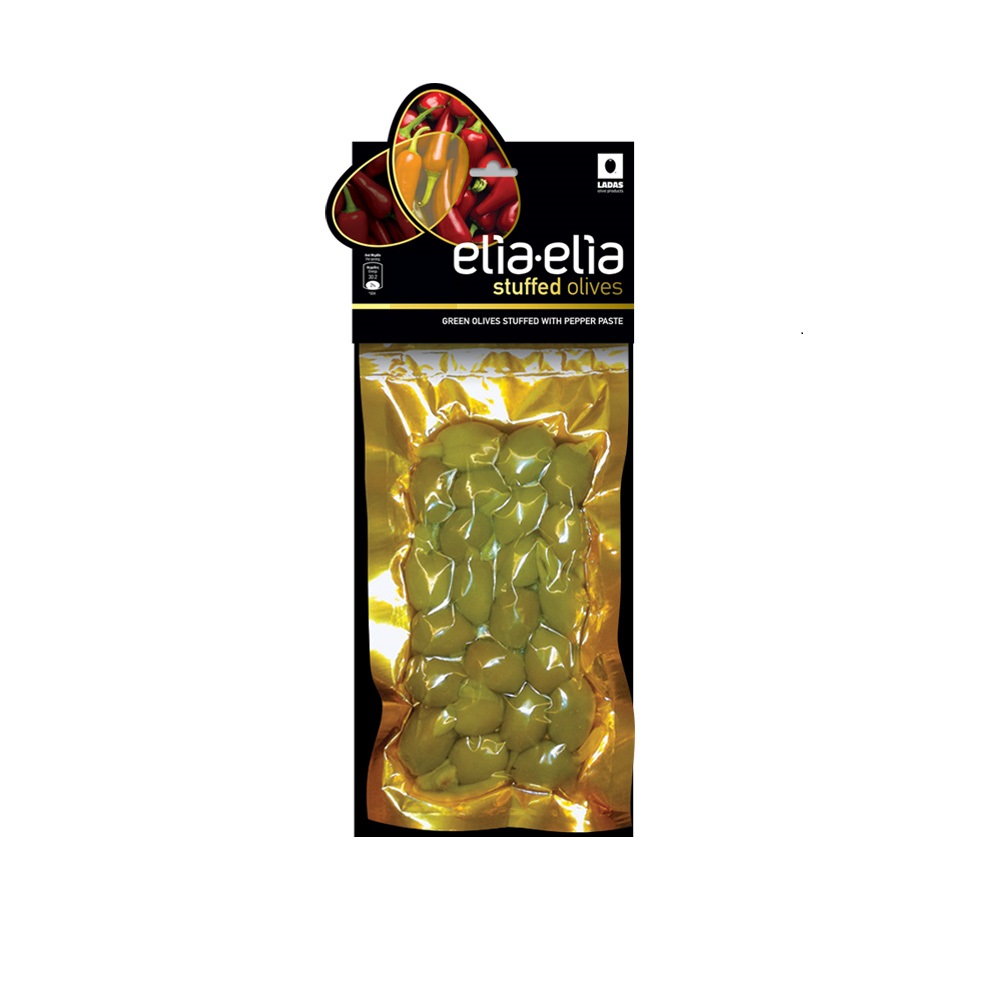 Πράσινες Ελιές | Γεμιστές με πάστα πιπεριάς | Vacuum 0.200kg | elia-elia